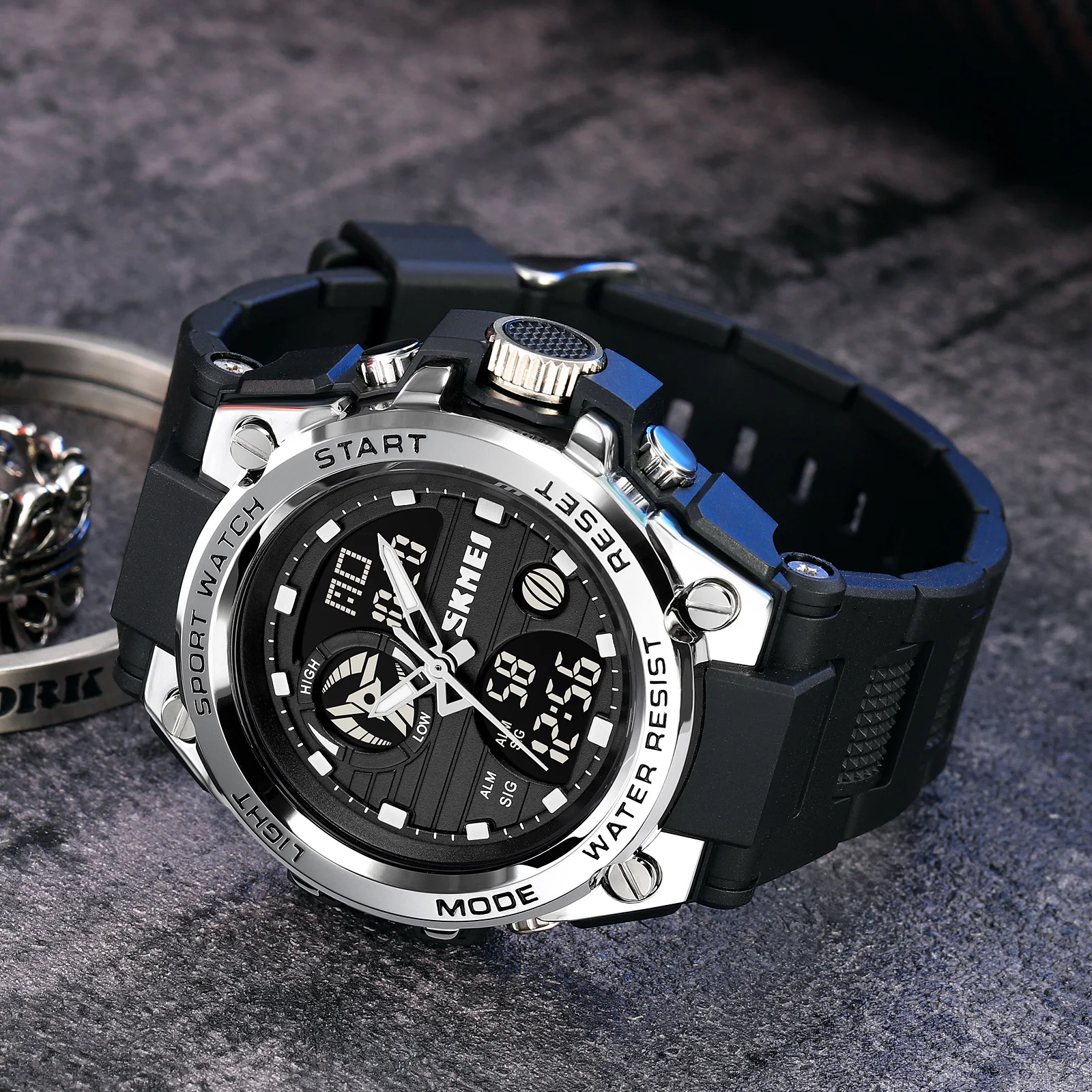 SKMEI الساعات الإلكترونية الإبداعية مقاوم للماء متعددة الوظائف كرونو ساعة عرض مزدوج ساعات المعصم الرقمية للرجال reloj hombre #2