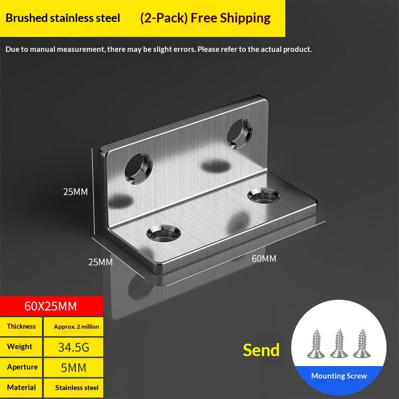 Stainless steel angle code 90-degree right angle fastener triangular iron bracket connector piece reinforcement hardware L-shape