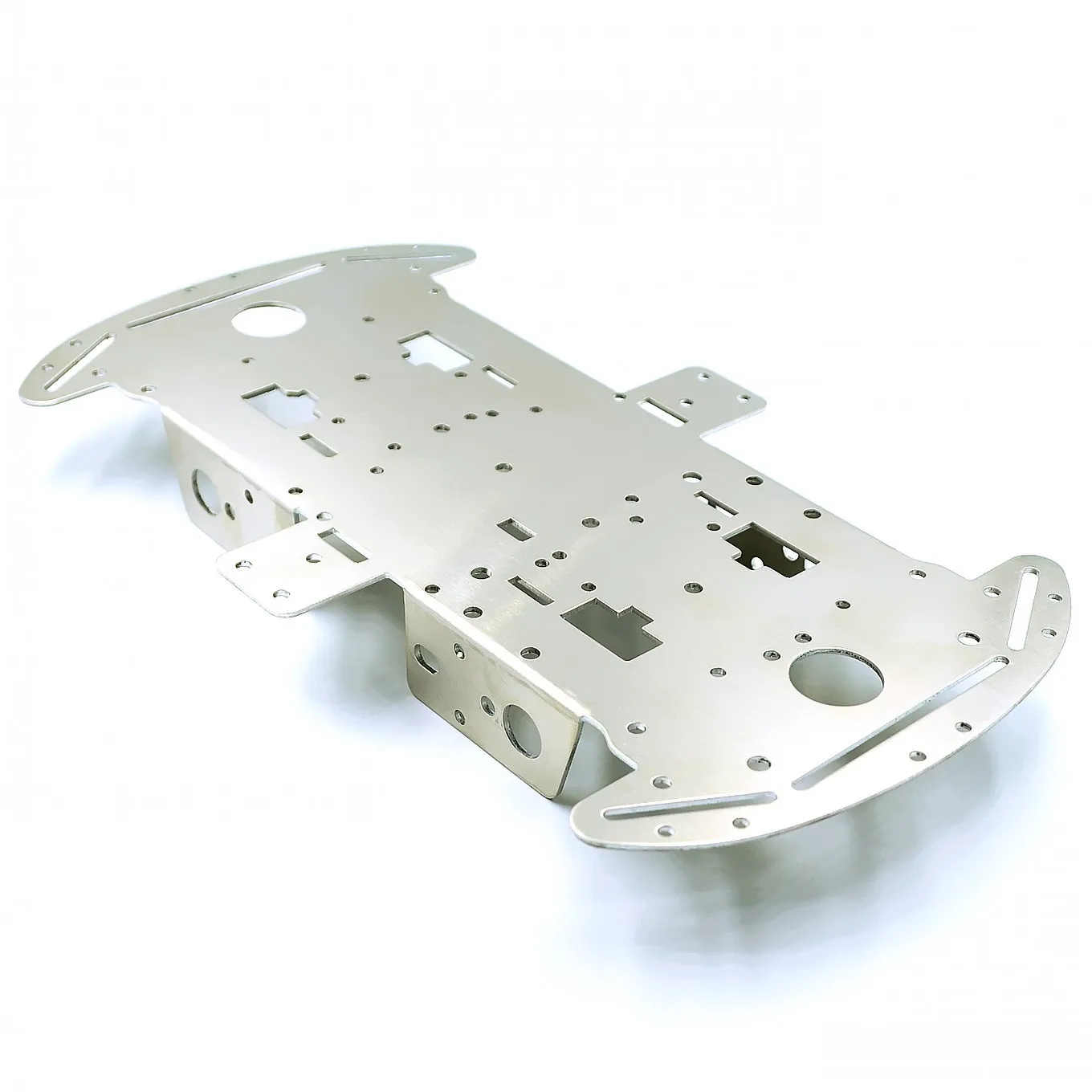 4WD four wheel intelligent car chassis 1.5mm aluminum alloy chassis Round aluminum car chassis four-wheel drive bottom plate