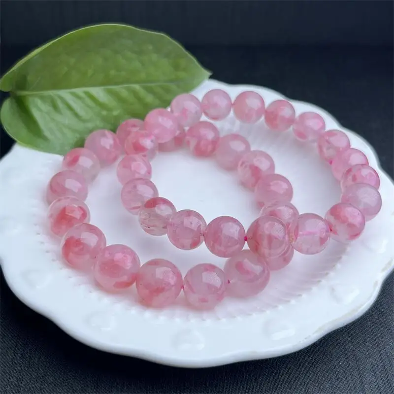 10MM Natural Rhodonite Bracelet Handmade Women Healing Gemstone Crystal Strand Lovers Girlfriend Jewelry Gift 1PCS