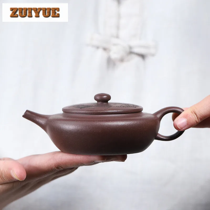 190ml Authentic Yixing Purple Clay Teapots Handmade Bian Chen Pot Raw Ore Purple Mud Tea Maker Kettle With Filter Zisha Tea Set