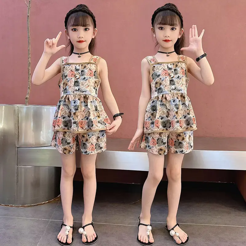 Anzug Kinderkleidung für Mädchen von 7 bis 8 Jahren Kinder Sommerkleidung T-Shirts Kleinkind Koreanische Kinder 2025, Kleidungssets 4 11 12