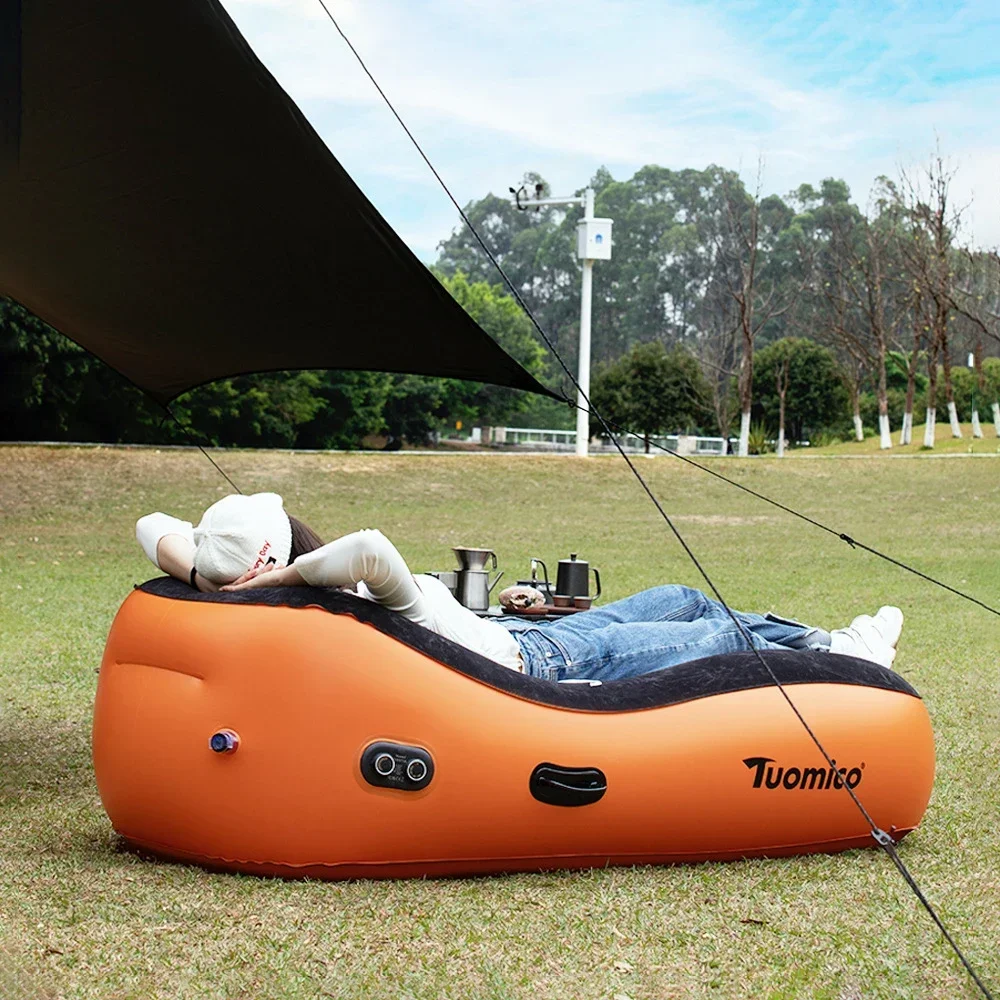 Lazy Sofa Outdoor Portable Automatic Inflatable With Pump Leisure Camping Air Mattress Bed Home Lounger For Relaxing Sleeping