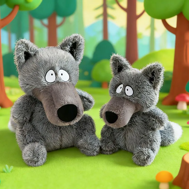 

Kawaii Gray Wolf Plush Toy Cute Big Nose Wolf Stuffed Animal Soft Plush Doll Gift for Kids and Adults Perfect Gift for Family