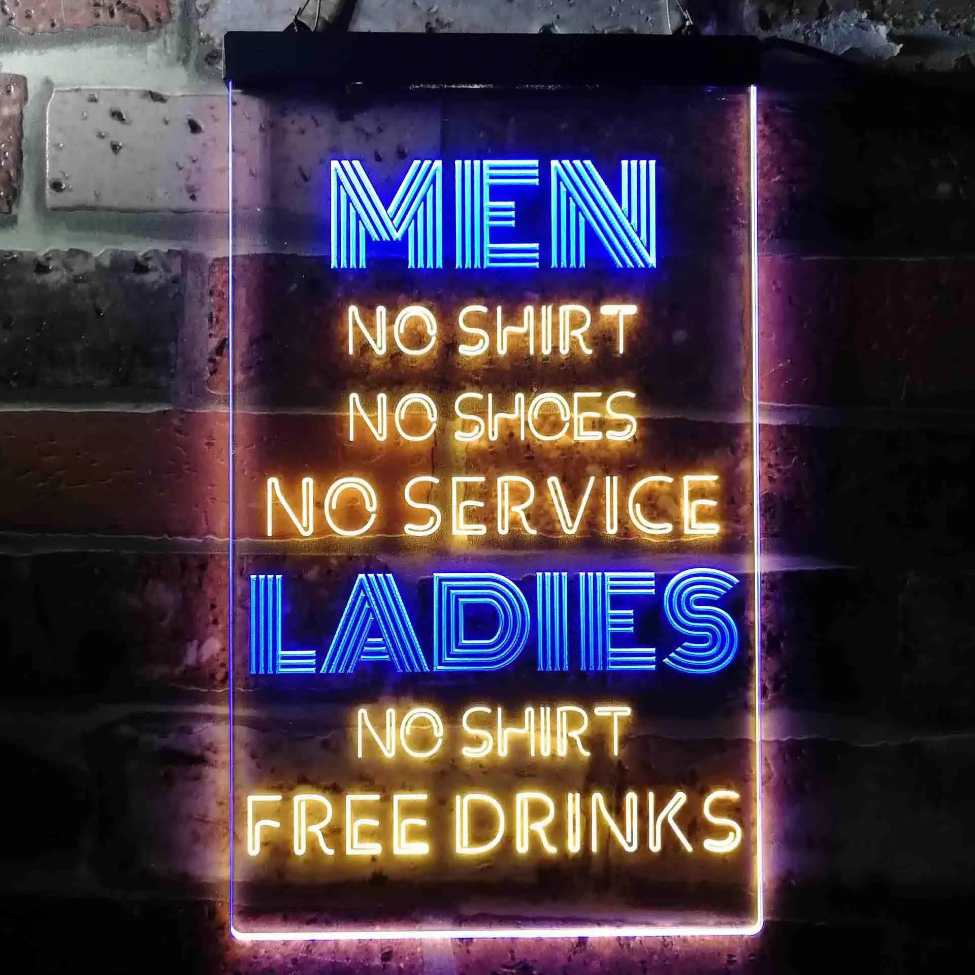 MEN vs LADIES. No Shirt... Humor Dual Color Led Neon Sign st6-i3617