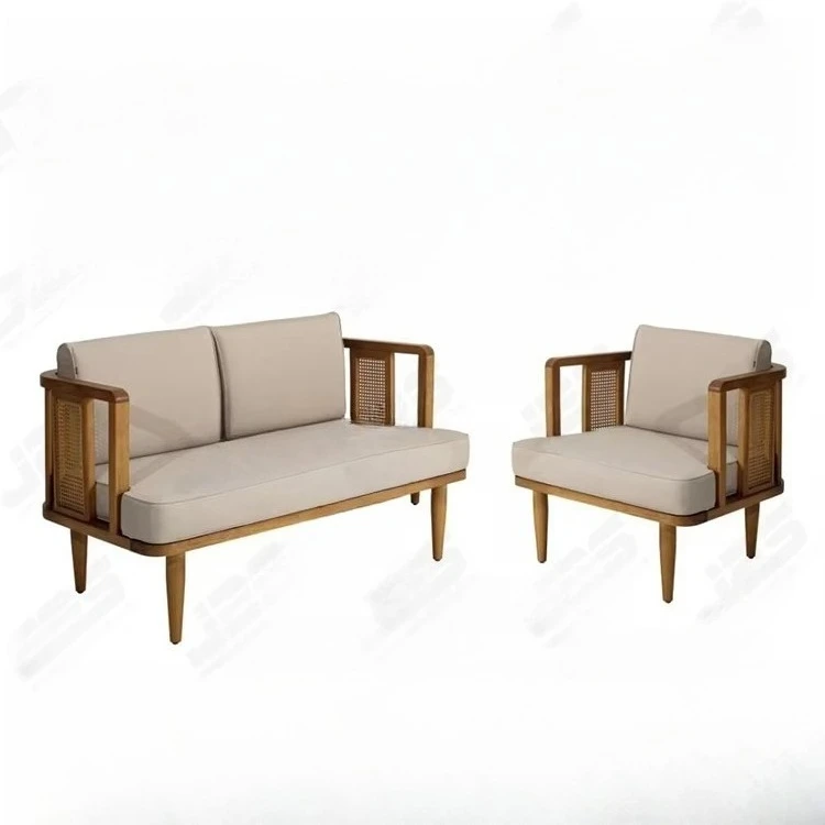 Rattan Restaurant Outdoor Sofa Set Garden Lounge Sofa Waterproof Fabric Terrace Sofa