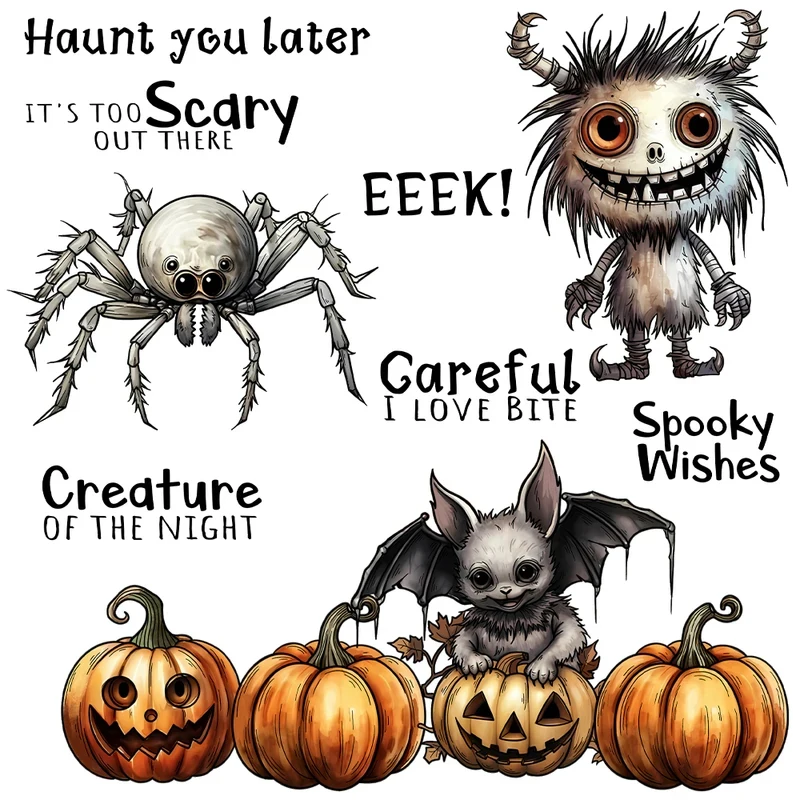 

Halloween Pumpkins Monsters Cutting Dies Clear Stamp DIY Scrapbooking Supplies Metal Dies Silicone Stamp Cards Albums