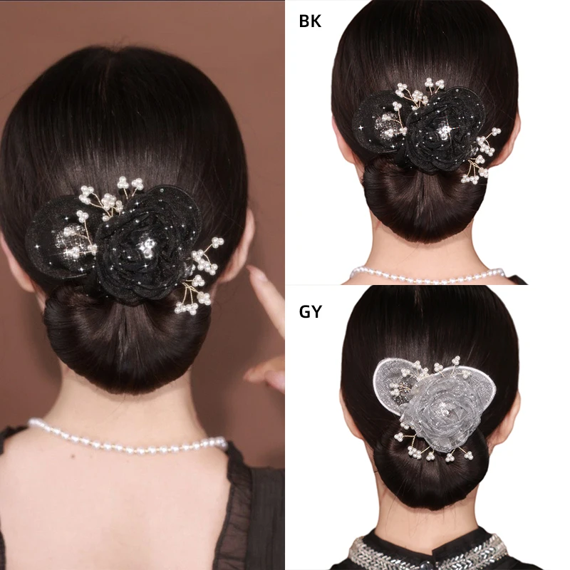 

Full Star Flower Hair Plate Lazy Marble Hair Clip Black Delicate Twist Clip Headpiece