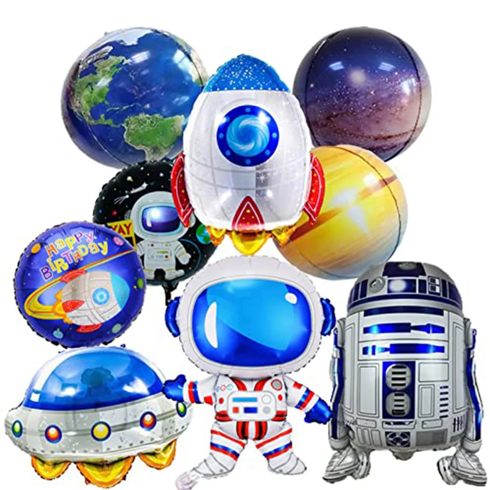 Space Balloons Planet Astronaut Rocket Ship Earth UFO Robot Space Party Decoration For Baby Shower Kids Birthday Party Decors