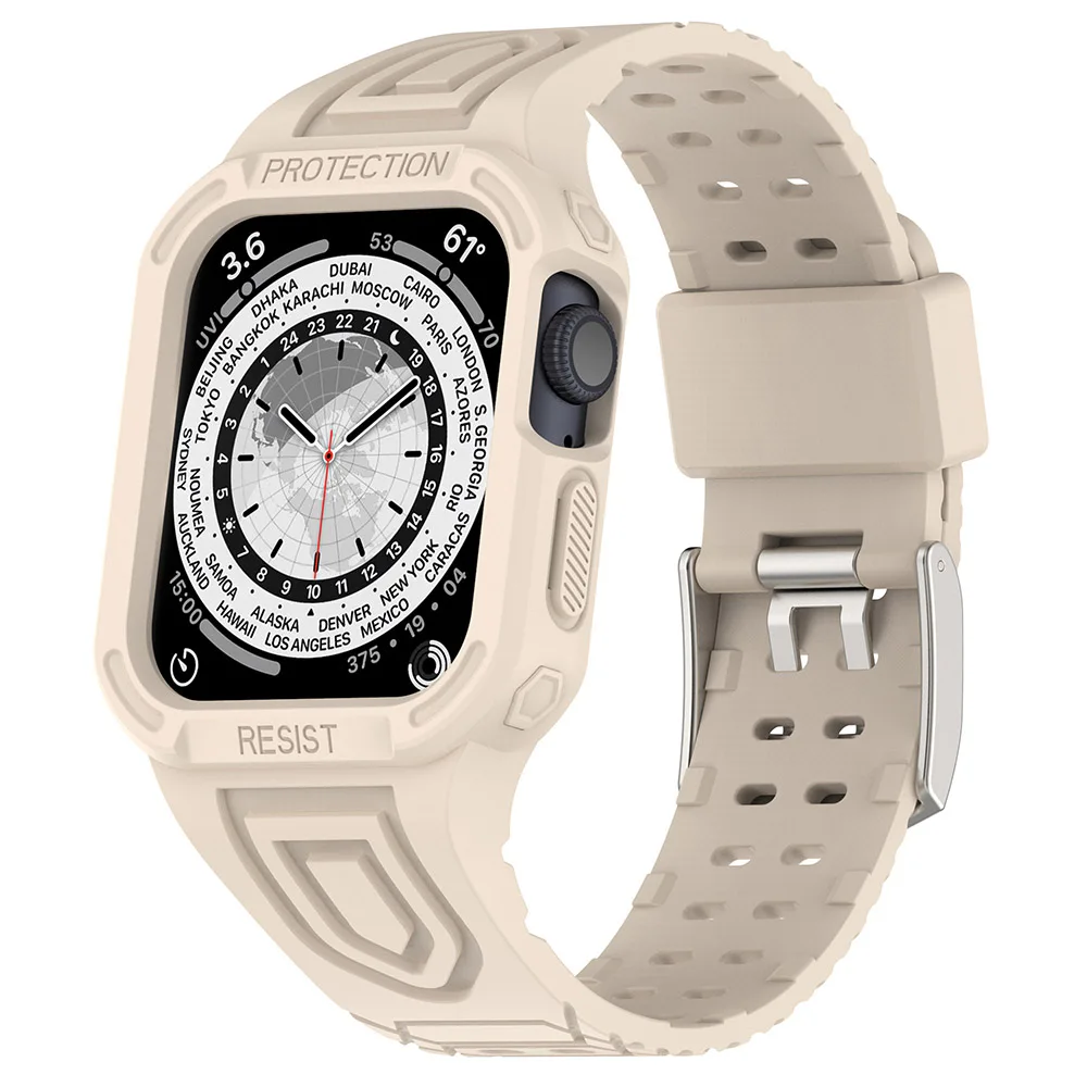 Funda integrada + correa para Apple Watch Ultra 49mm 45mm 44mm 42mm 40mm 38mm banda de TPU para iWatch Series 8 7 6 5 4 SE pulsera