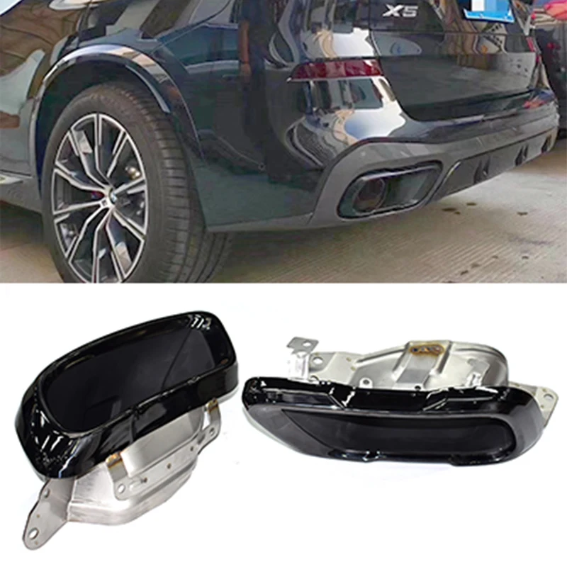 For 2019 to 2023 BMW X5 G05 X6 G06 X7 G07 M Sport Exhaust Upgrade Square Mouth Black Muffler Tip Nozzle