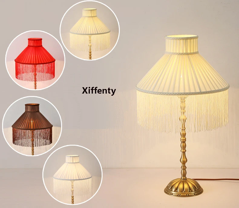 Fabric Lampshade Accessories Desk Lamp Floor Lamp Large Circular Tassel Hanging Tassel Lampshade Replacement of Shell Cover