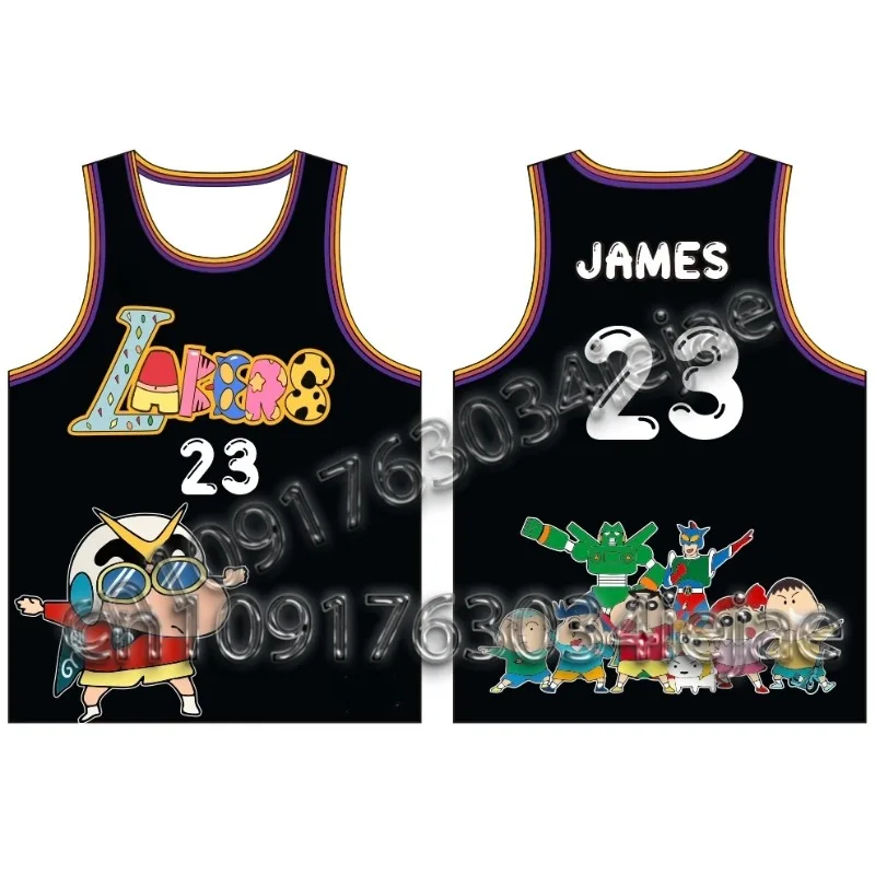 

Летний детский спортивный жилет мультфильм No. 23, баскетбольный трикотаж, быстросохнущие дышащие уличные повседневные мужские топы больших размеров