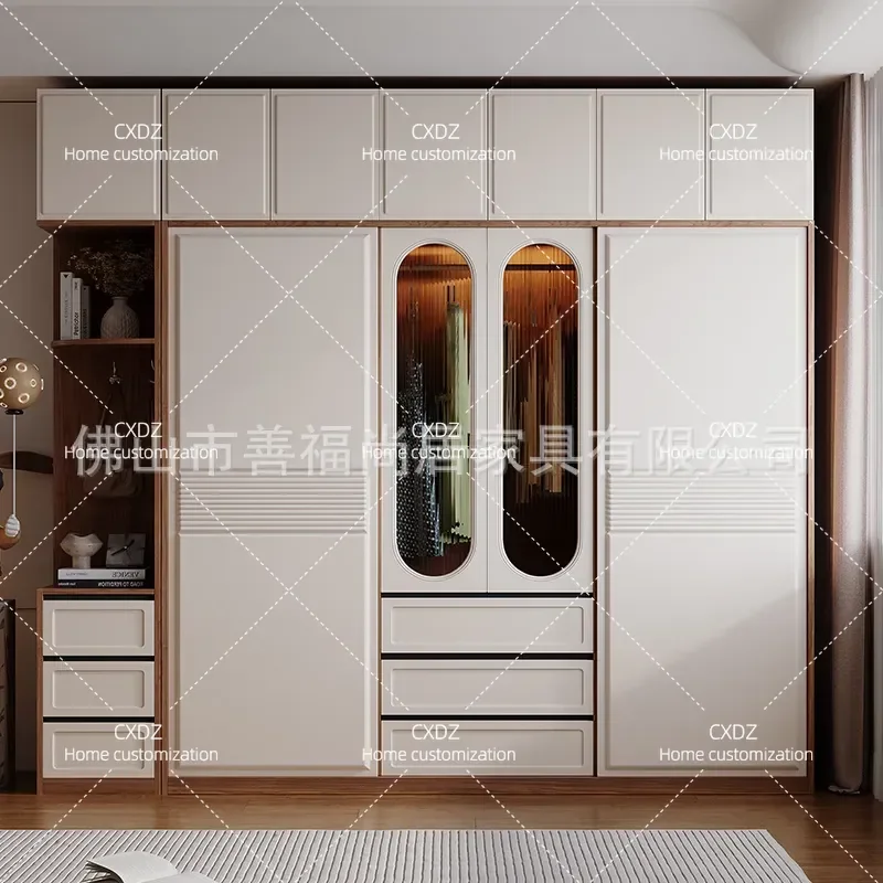 Modern Simple Sliding Door Wardrobe Bedroom Cabinet Small Apartment Storage Closet Finished Combination Furniture