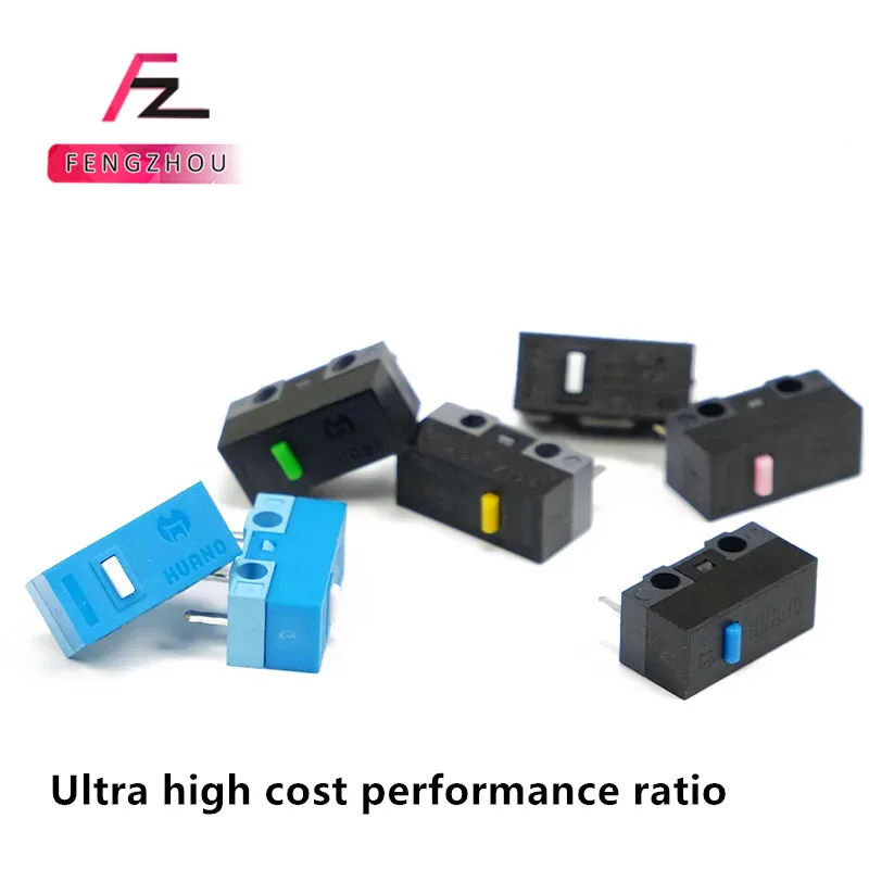 1Pcs HUANO mouse micro switch button white yellow blue pink green dot blue shell white dot General 3-pin switch