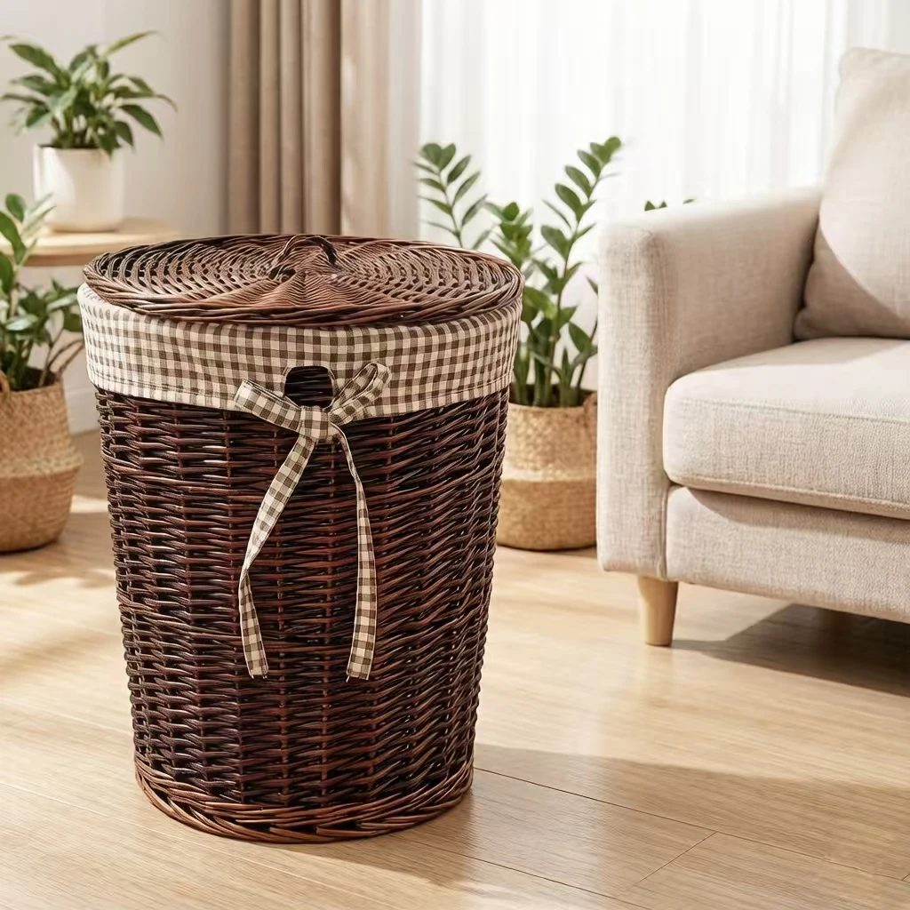 Wicker Laundry Basket with Lid 2