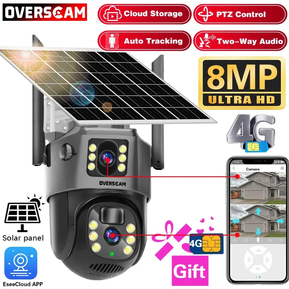 

4K 8MP Solar Power Hunting Trail IP Camera Outdoor 4G Sim Card PIR Motion Detection Built-In Battery Camera Two-Way Audio CCTV