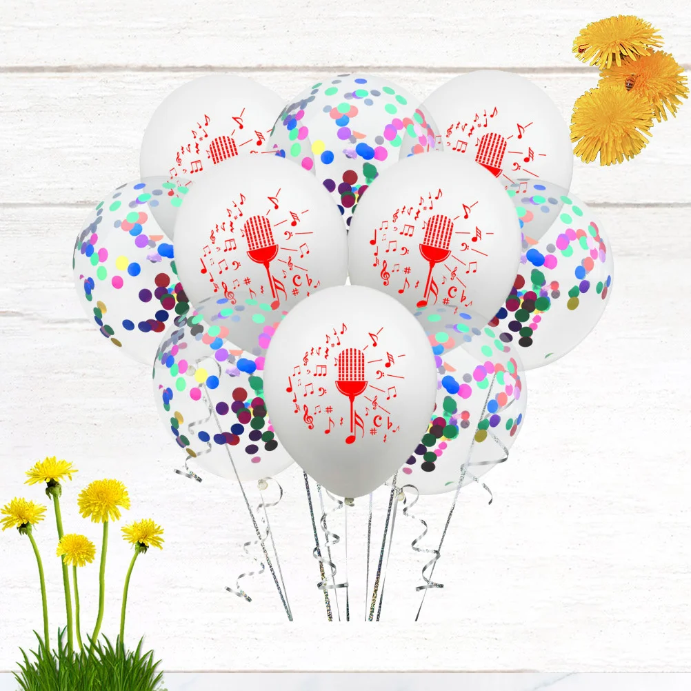 

10pcs Note Microphone Print Latex Romantic Wedding Party Decorative Balloons Festival Banquet Supplies Confetti Balloons For