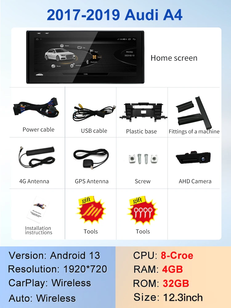 STWEI Fabriek Prijs 10.25 "Android13 AUTO Carplay Voor 2017 AUDI A4 A5 S5 B9 Auto Video Spelers GPS navigatie Centrale Multimedia