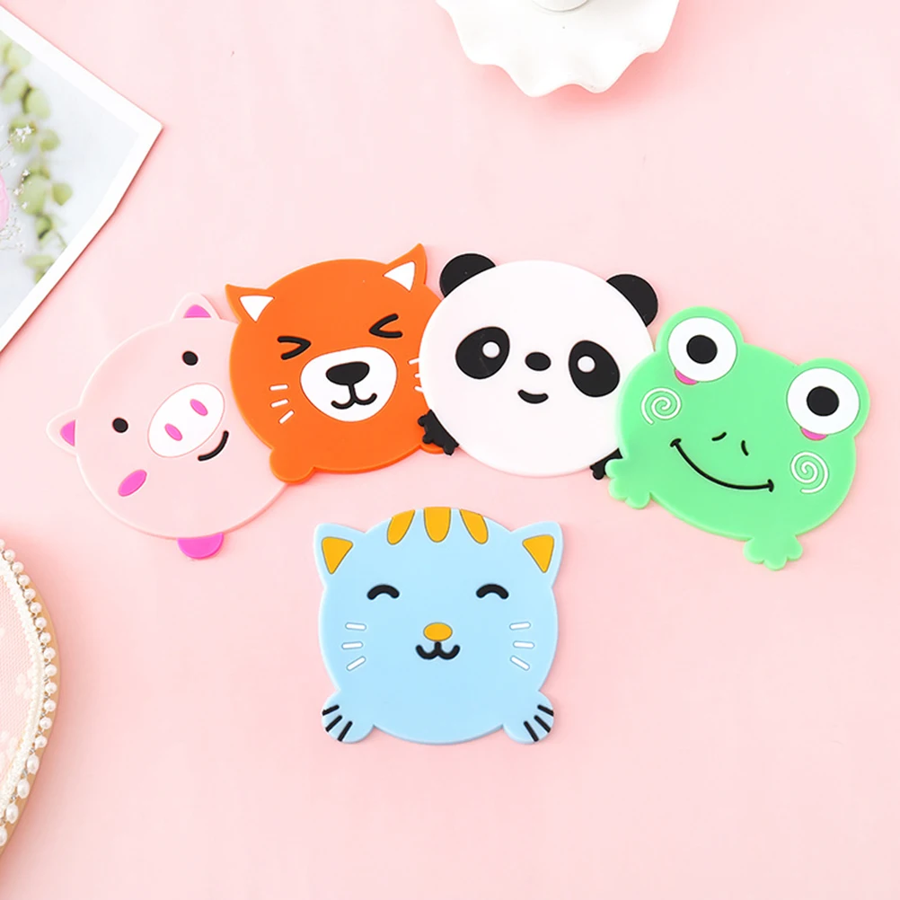 

10 Pcs Coaster Pvc Cartoon Creative Coaster Animal Drink Coasters Waterproof Desk Tidy Home Office BarDecoration