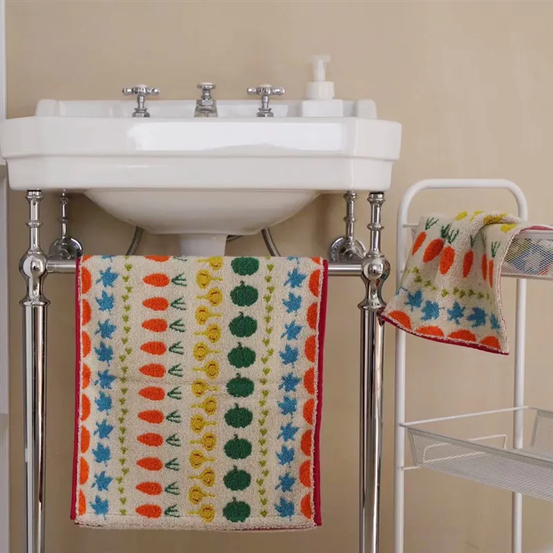 Long-staple cotton towels ins vegetables and fruits household absorbent pure cotton square towels face towels, adult bath towels