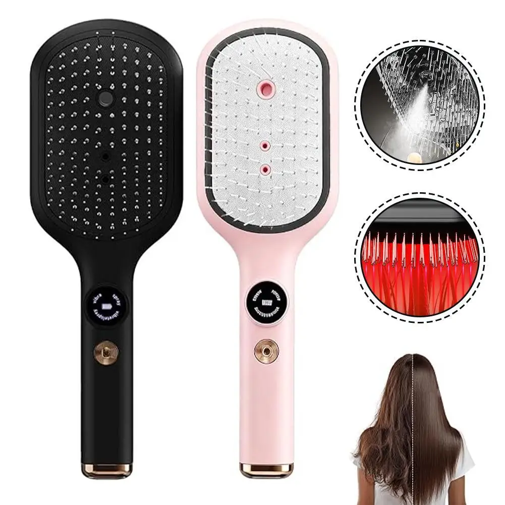 Wireless Hair Styling Anti-frizz Comb Tools 3-in-1 Rechargeable Steam Hair Straightener Electric Spray Air Cushion Massage Comb