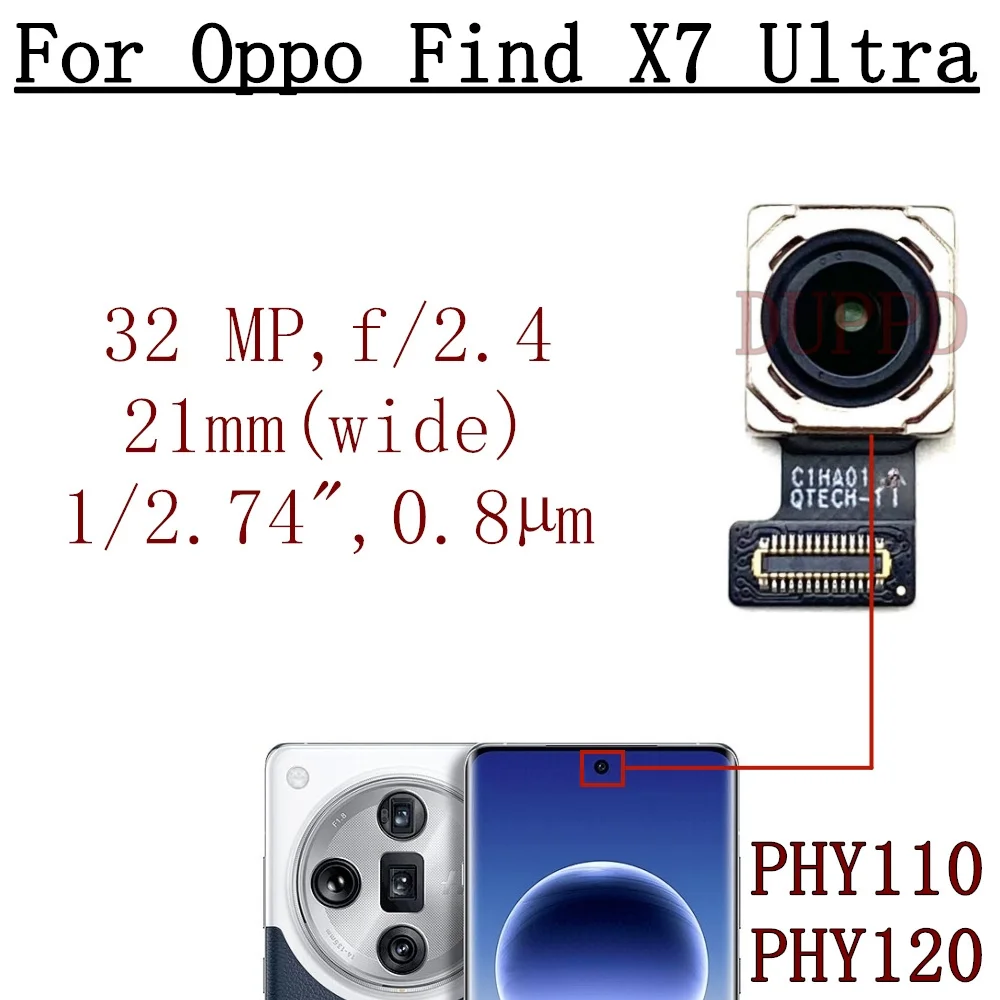 Front  Rear Camera For Oppo Find X7 Ultra Frontal Selfie View Wide Back Facing Main Camera Flex Cable Mobile Replacement
