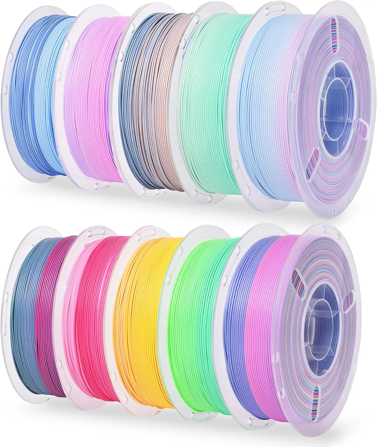 Matte Rainbow Pla 3D Printer Filament Bundle 10 Colors Total 10Kg 1.75Mm Multicolor Gradient 3D Printing Filament Most Fdm 3D Pr