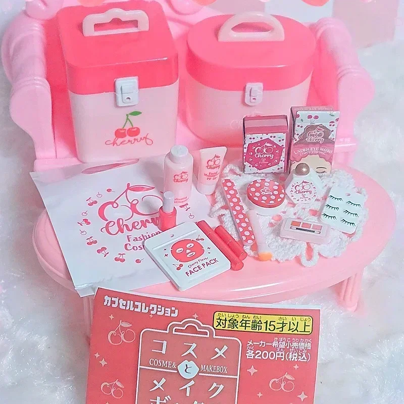 TARLIN Original Gashapon Figure Kawaii Beauty Cherry Style Makeup Cosmetic Case Miniature Cute Capsule Toy Doll Accessories