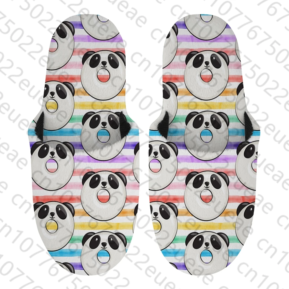 Noisydesigns Plush Cotton Slippes Catoon Panda Lovely Men Winter Warm Shoes Indoor Non-slip On Soft Bedroom Footwear