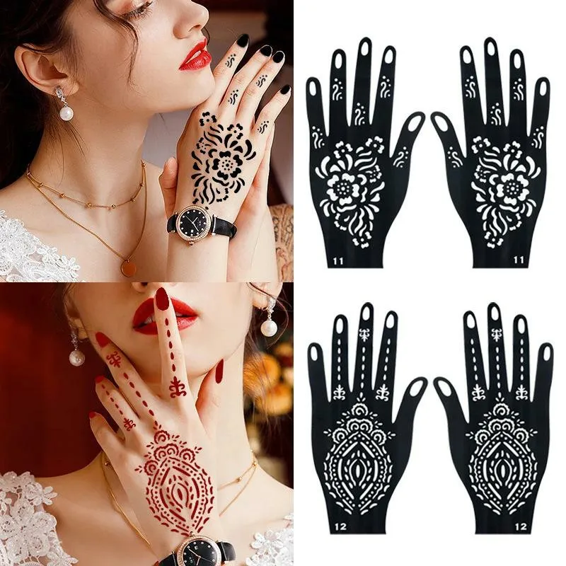 6pcs henna skeleton tattoo template, temporary tattoo stencil, airbrush painted tattoo juice tattoo sticker