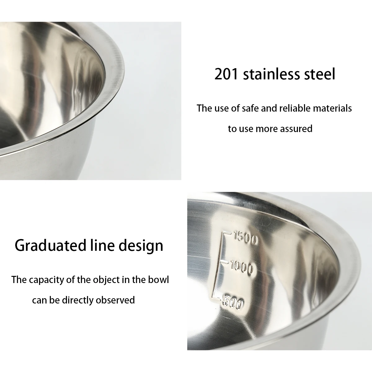 Easy-Grip, Stainless Steel Mixing Bowls for Baking, Cooking, Salad & Food Prep - Large, Medium and Small Metal Nesting Bowls