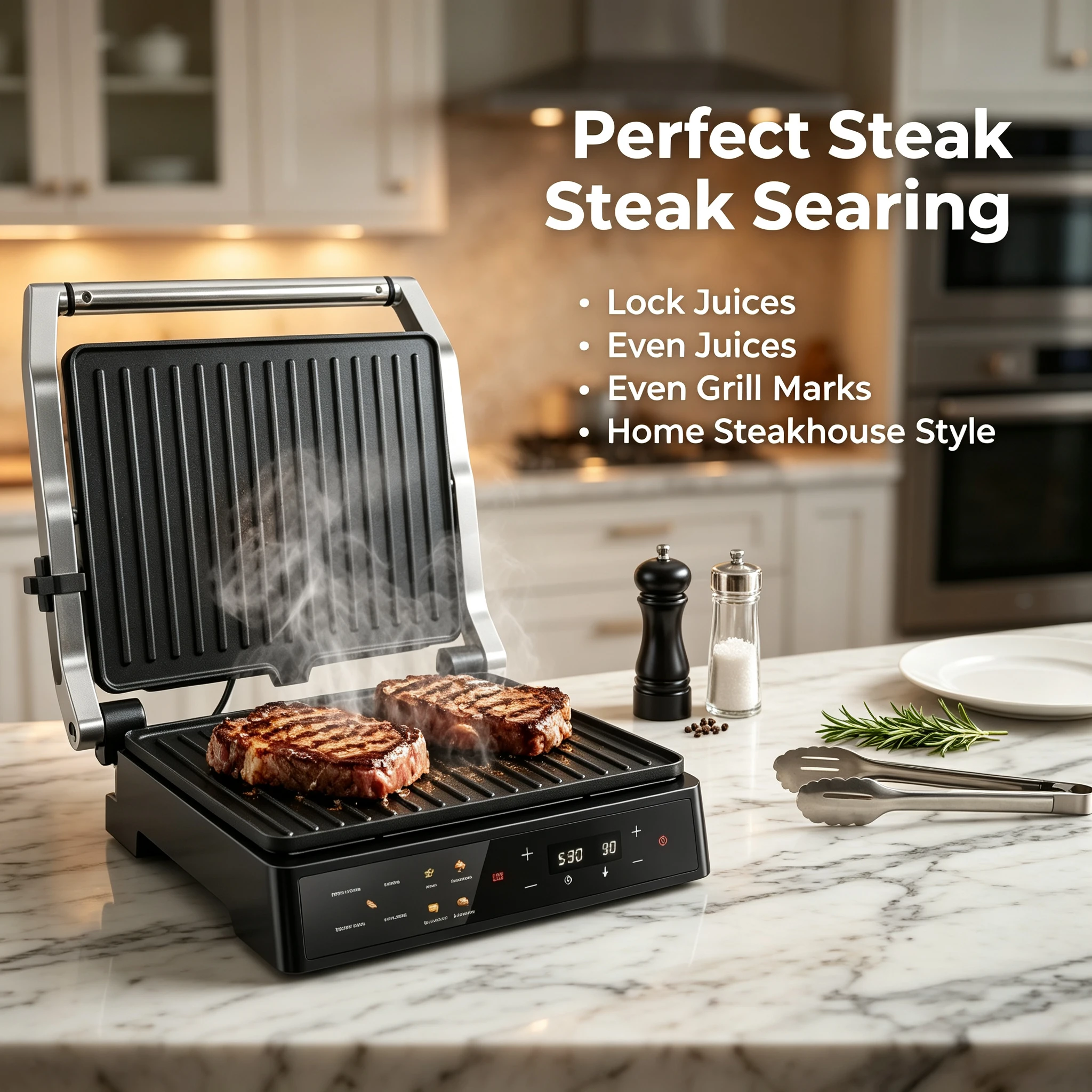 2000W EU Plug Touch Screen Temperature Control Grill Machine Steak Panini Press Flatten Breakfast Barbecue Plate