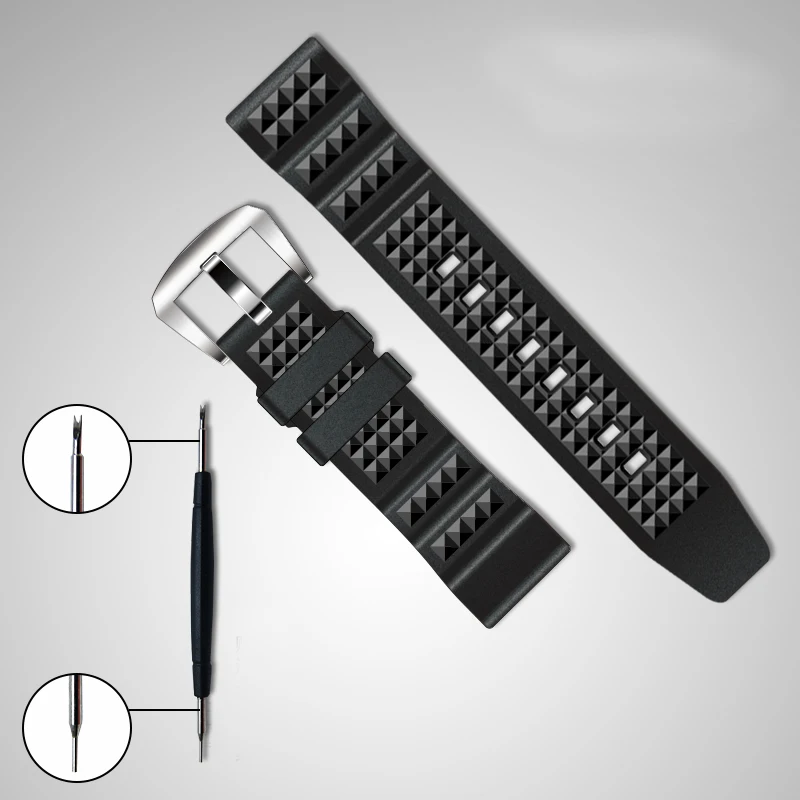 Merkur Rubber Strap 20 22 mm Suitable for Diving Watch, Comfortable and Breathable