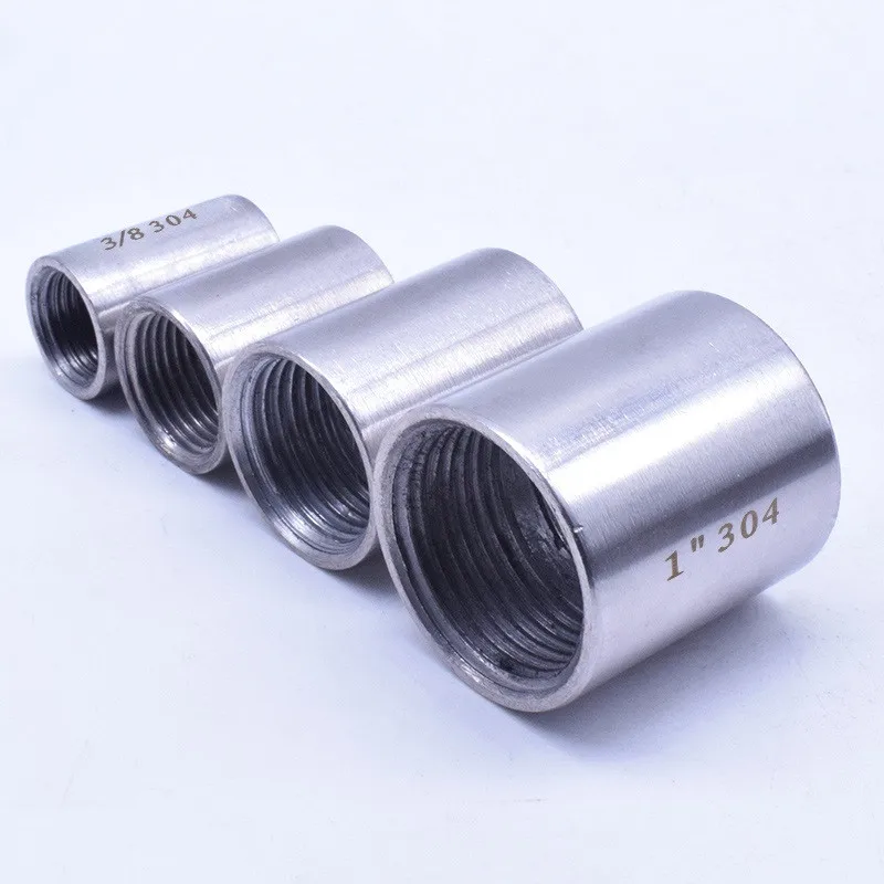1pc 304 Raccordo per tubo dell'acqua in acciaio inossidabile 1/8 "1/4" 3/8 "1/2" 1 "1.2" 1.5 "2" 2.5 "accoppiamento rotondo dritto filettatura femmina