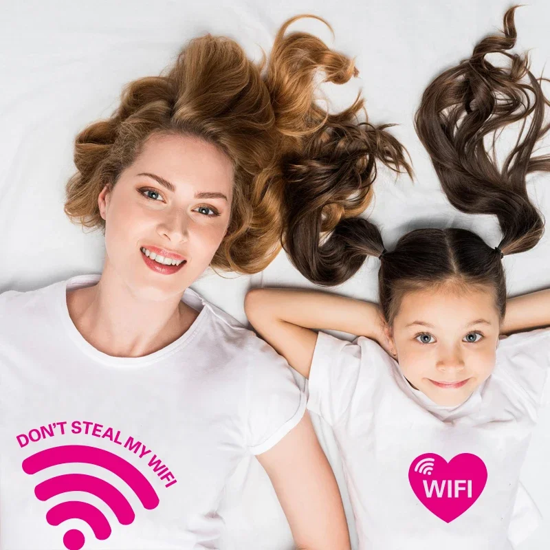 Don't Steal My Wifi T-Shirt Family Matching Outfits Dady Mommy and Baby Short Sleeve Cotton T Shirt Gift