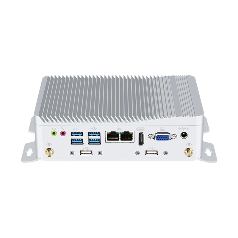 Fanless Industrial IoT Mini PC Intel i3 6157U 6x COM DB9 RS232 RS422 RS485 2x Ethernet GPIO WiFi 4G LTE SIM Windows 10 Linux