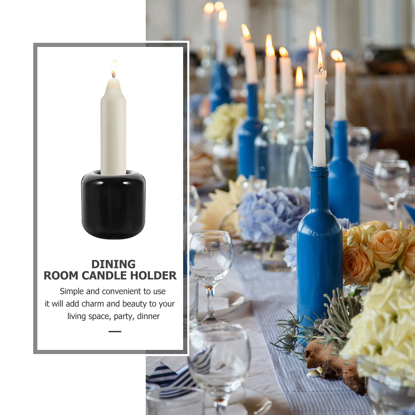 

5Pcs Ceramic Holder Set Stylish Desktop Candlestick Holders for Holiday Festival Candlelight Dinner Decorative Home