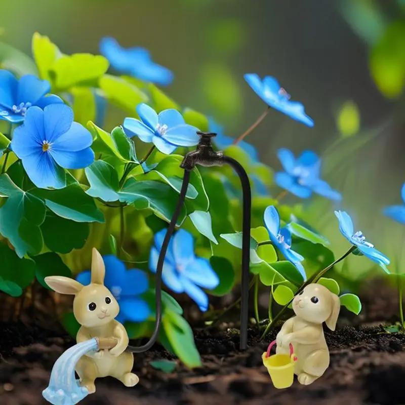 Bunny Statue Outdoor Resin Outside Animal Figures Spring Decorations For Home Patio Courtyard Yard Balcony Windowsill Bookshelve