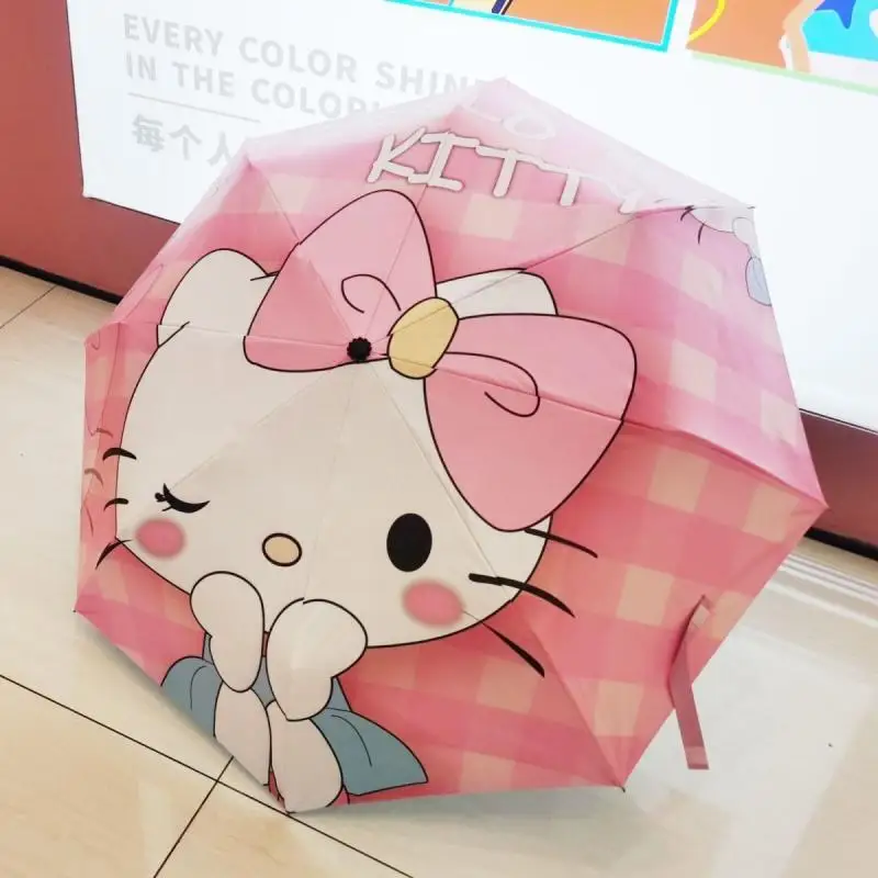 

Новый Sanrio Hello Kitty, милый стиль для девочек, студенческий автоматический ручной зонт, складной солнцезащитный козырек, защита от ультрафиолета, солнцезащитный зонт