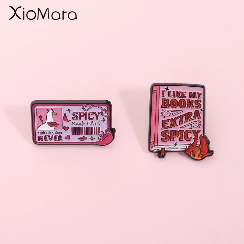Cute Book Theme Zinc Alloy Brooch Set, Flame Swan Lip Pepper Heart Decoration, Unisex Daily Reading Club Accessory