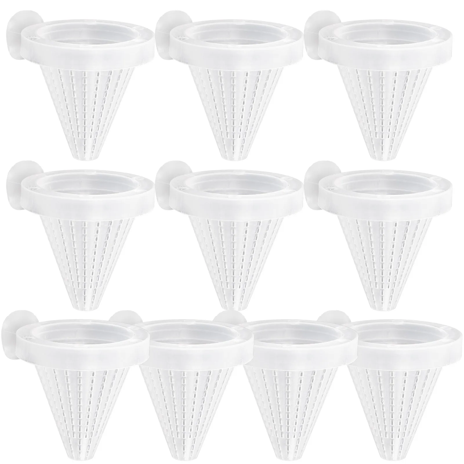 

10pcs Fish Tank Feeder Suction Cup Accessories Transparent Worm Feeder Cone Shaped Durable Safe Live Food Funnel Floating Red