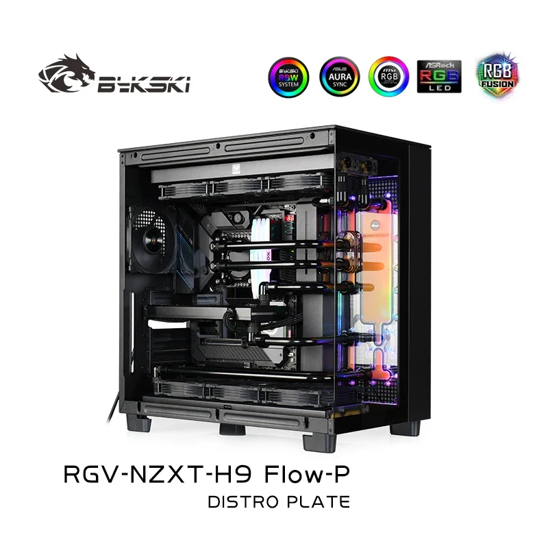 Bykski Acrylic Distro Plate Kit for NZXT H9 FIow-P Computer Case Water Cooler/Combo/GPU/CPU Block/ DDC Pump