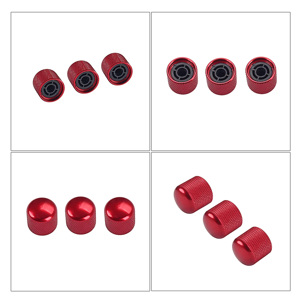 3pcs Metal Effect Pedal Control Amplifier Knobs for Electric Guitar Bass (Red)