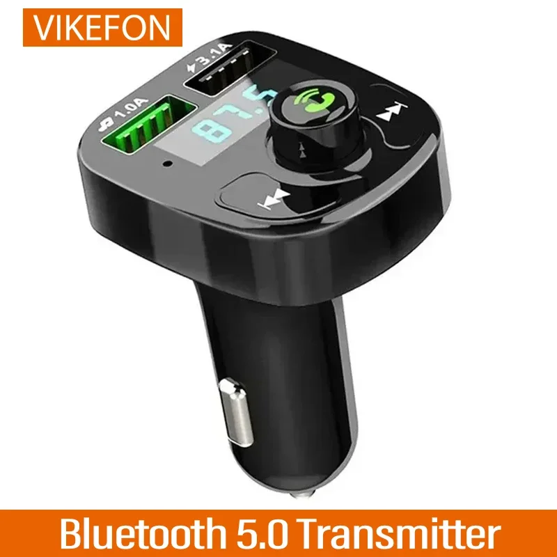 Wireless Adapter LED MP3 Car Bluetooth FM Hands-Free Bluetooth-compaitable 5.0 Transmitter 3.1A QC3.0 PD Type C Dual USB Charger