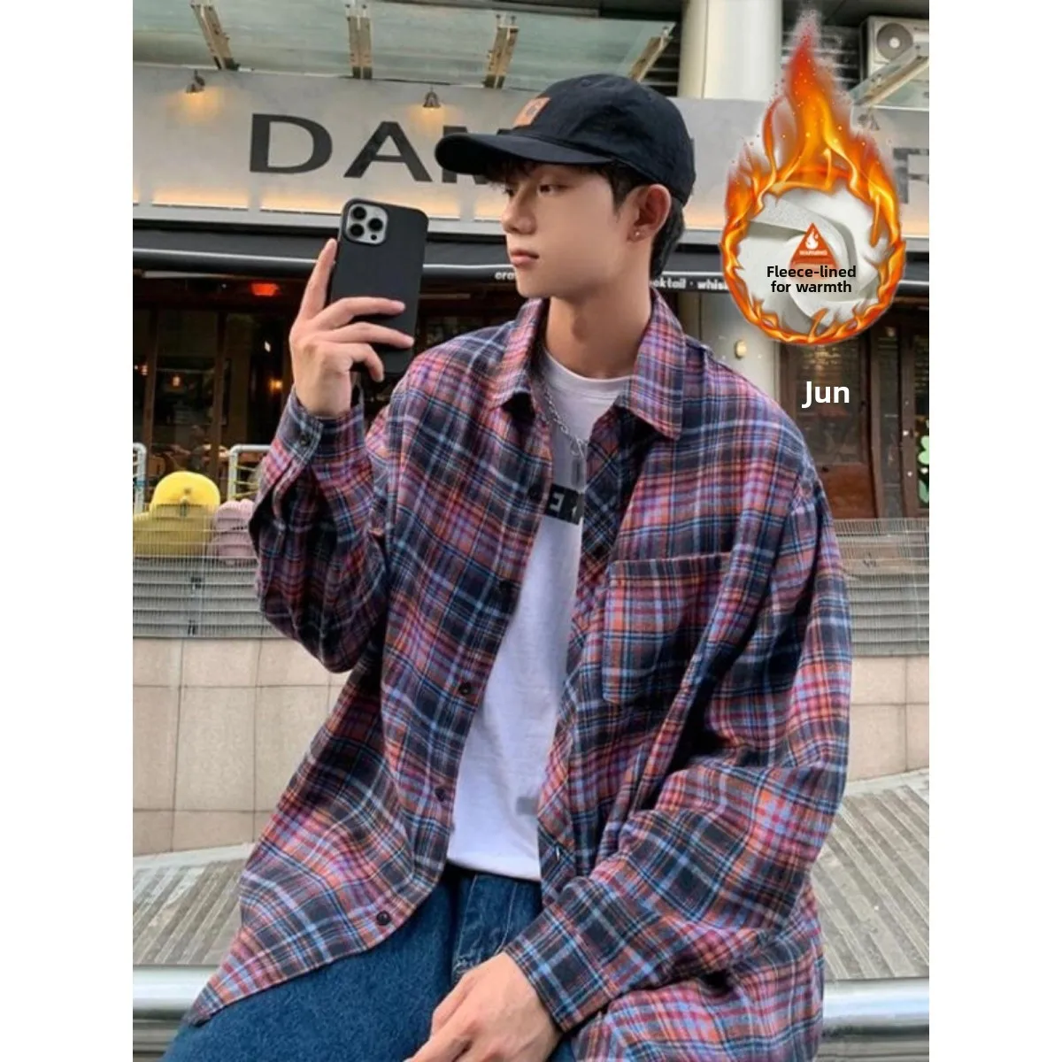 

Японская Sle Thiened Fce Long Sve Plaid irt, теплая повседневная свободная верхняя одежда на осень-зиму, модная брендовая мужская одежда irt