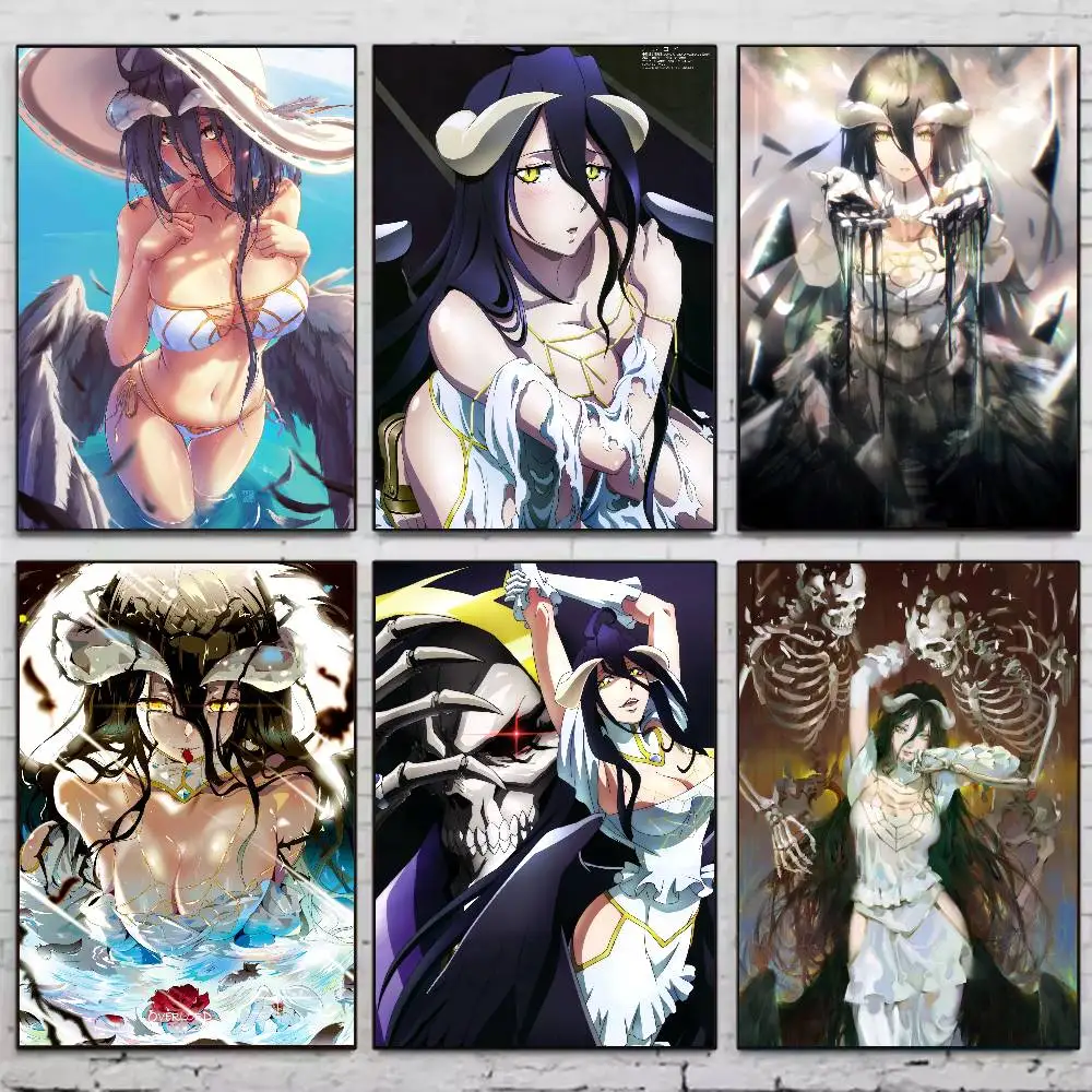 Albedo انمي ياباني أفرلورد ملصق ملصقات الفن جداريات حائطية ديكور لعبة غرفة ديكور الهدايا Kawaii HD اللوحة سيارات القط