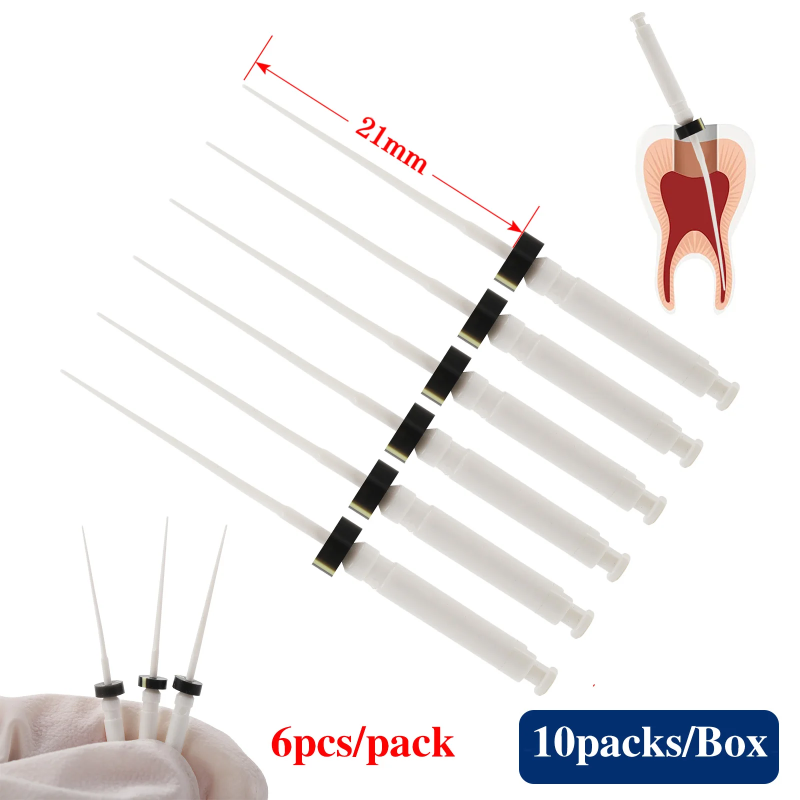 21/25mm Dental Disposable Endo Irrigation Tips Rotary Taper Endo Files Fit Contra Angle Root Canal Treatment 10 packs/box