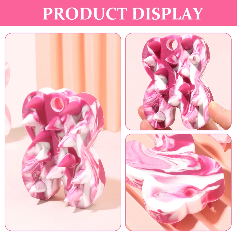 

Silicone Shampoo Brush Hair Scalp Massager Bathing Exfoliating Body Scrubber Shower Cleanser CombRed White Pattern Ergonomic