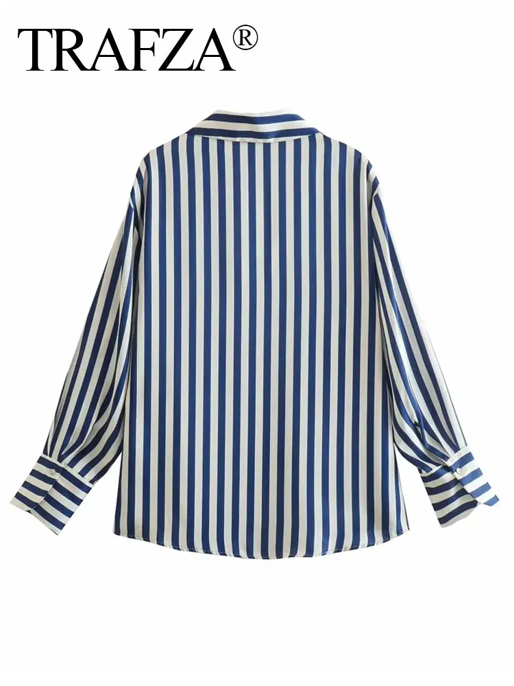 Trafza 2024 Lente Herfst Shirts Voor Vrouwen Mode Satijn Meerdere Kleuren Losse Shirt Dames Wilde High Street Damesblouses